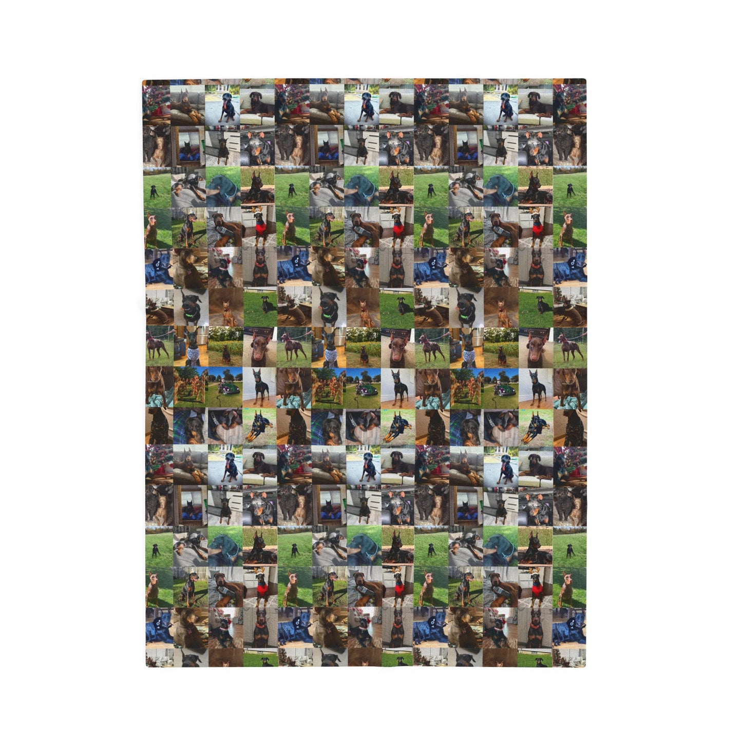 Custom Doberman Photo Collage Velveteen Plush Blanket — Memory Throw
