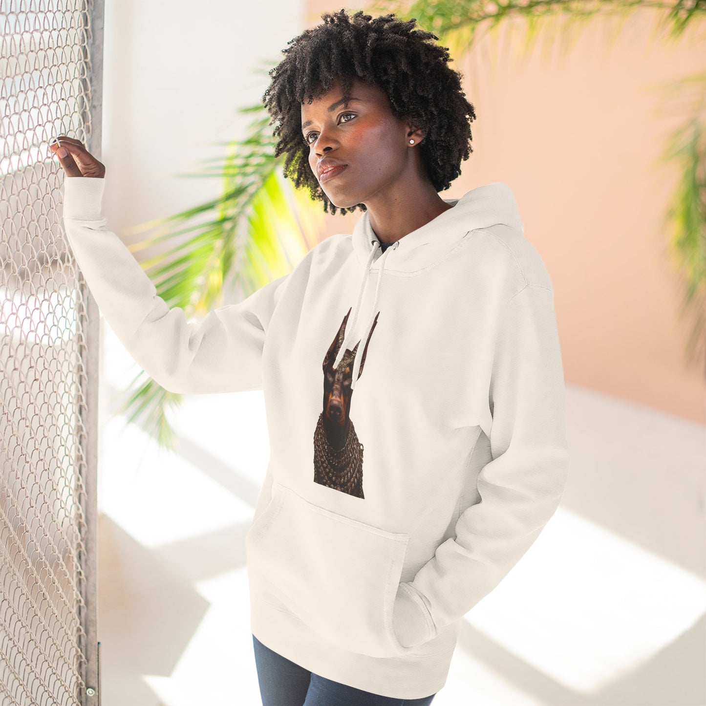 Doberman Goat 4 Fleece Hoodie