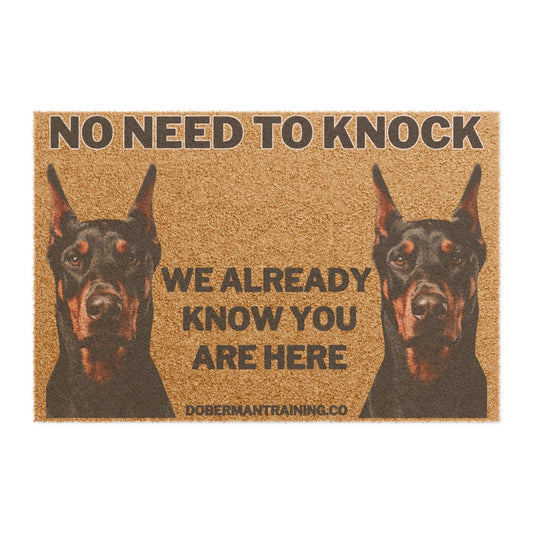 Doormat - “No Need to Knock” Doberman Welcome Mat