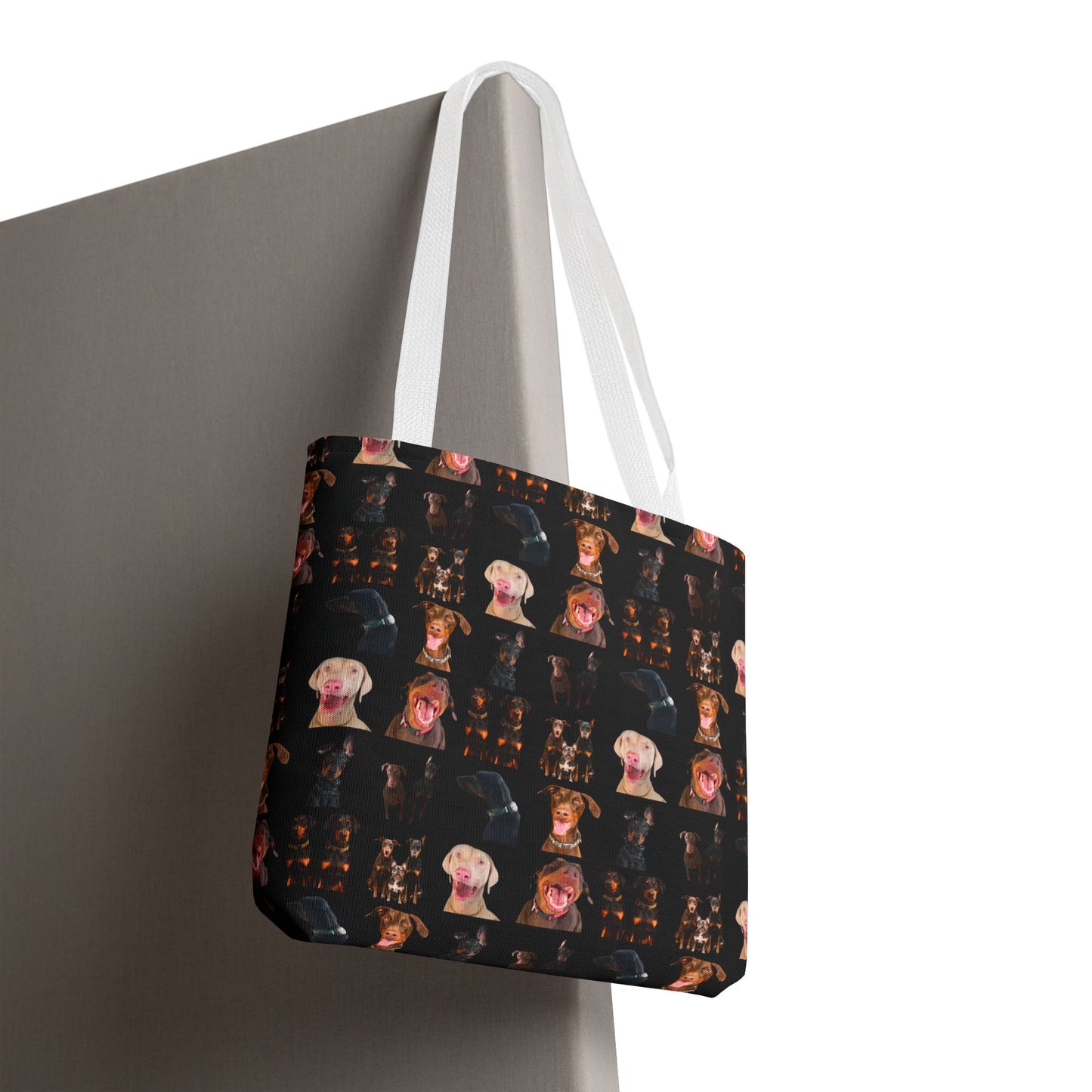 Edition 9 Doberman Model Pattern Black Tote Bag