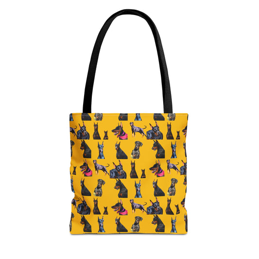 Edition 7 Doberman Model Pattern Yellow Tote Bag