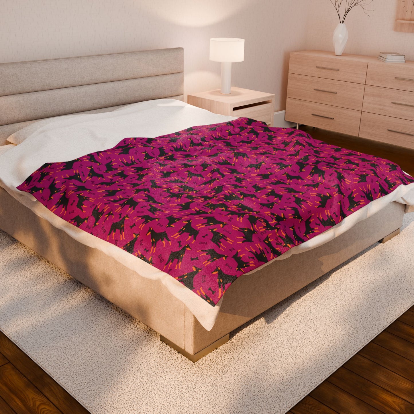 Pink AOP Velveteen Plush Blanket