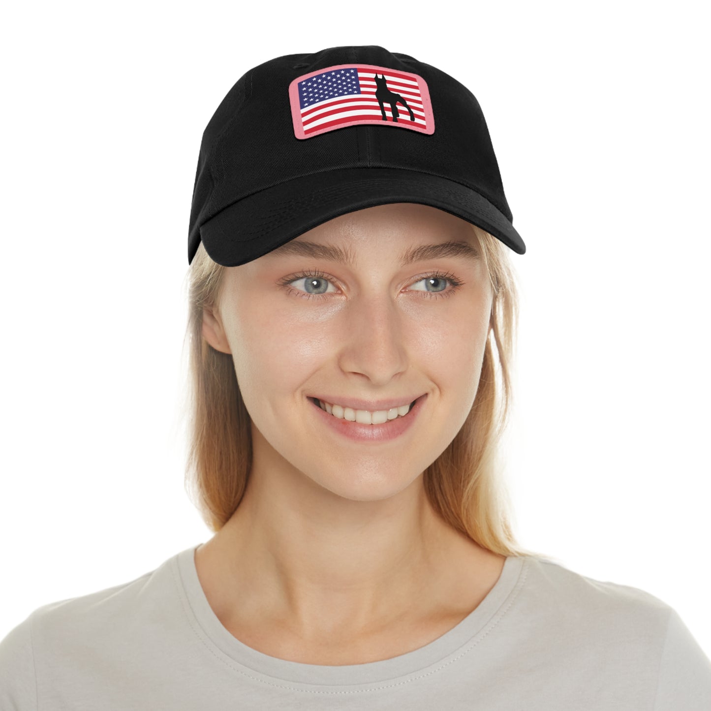 Doberman Protect USA 2 Dad Hat with Leather Patch (Rectangle)