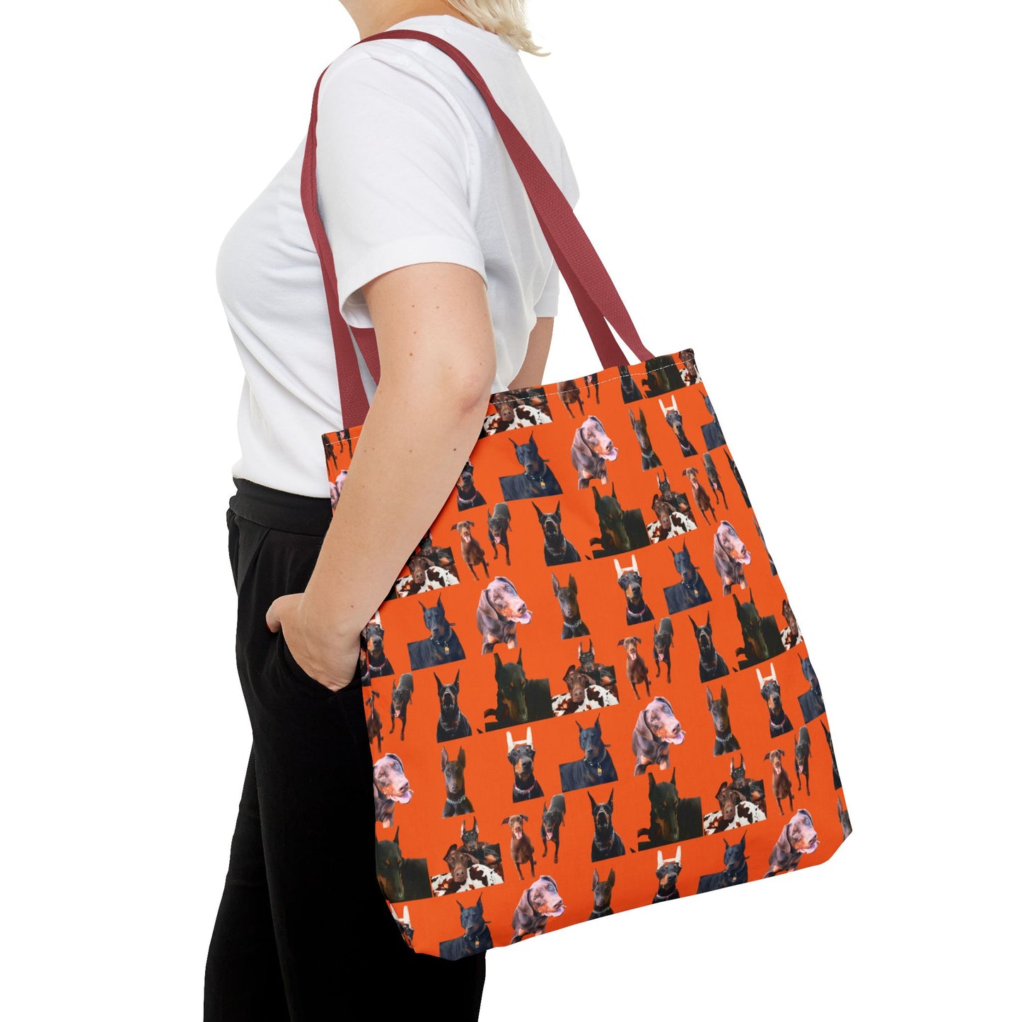 Edition 10 Doberman Model Pattern Orange Tote Bag