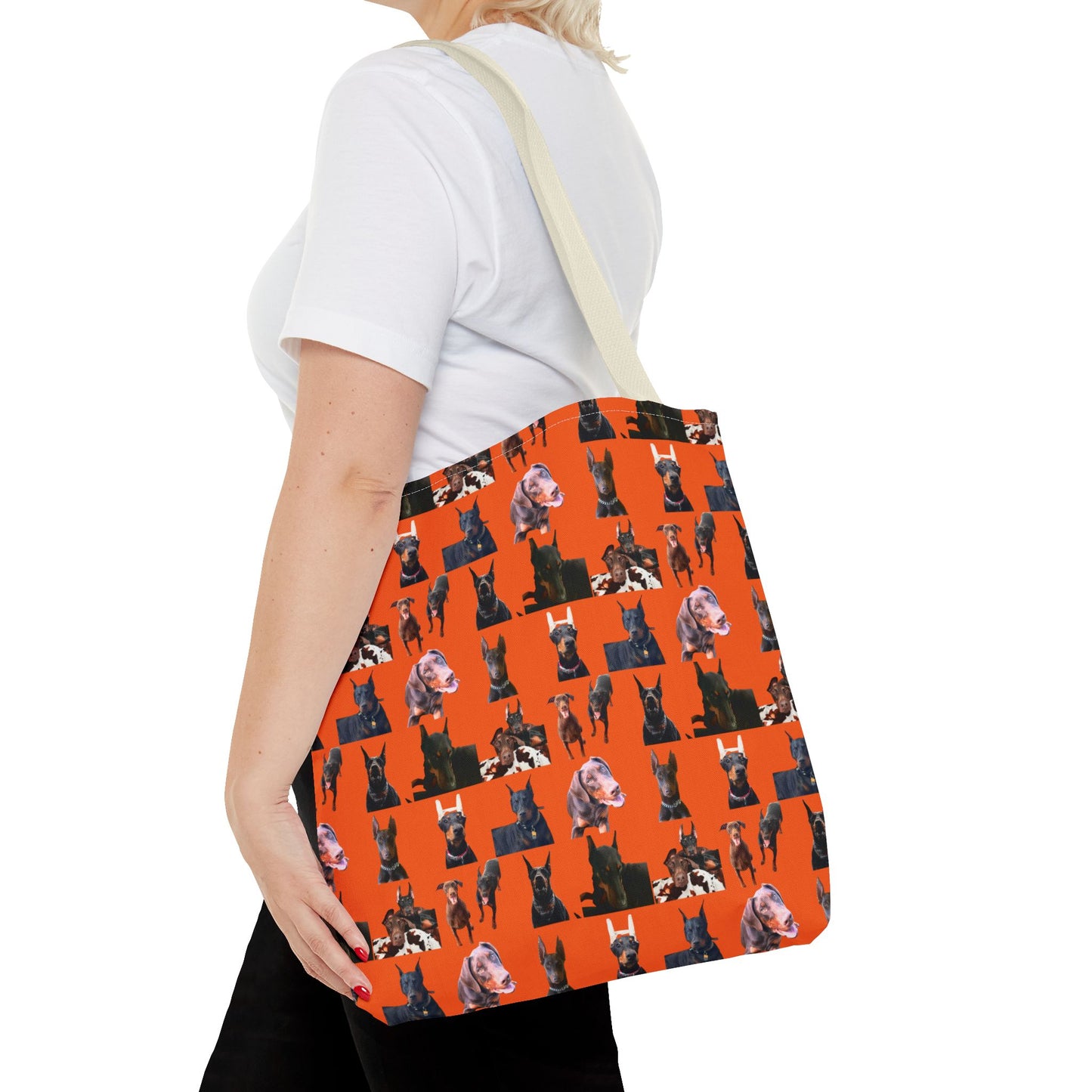 Edition 10 Doberman Model Pattern Orange Tote Bag