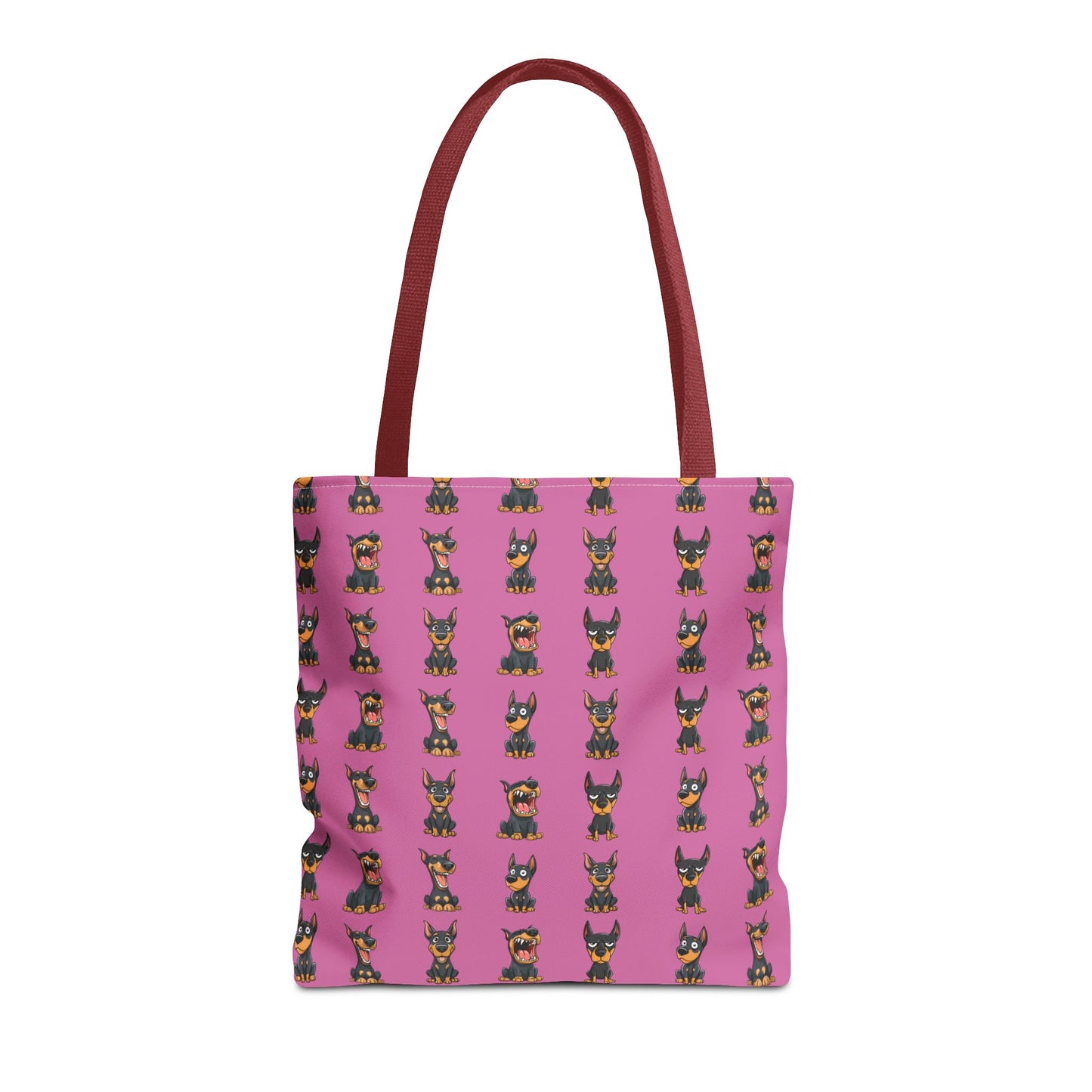 Doberman Cartoon Pattern Pink Tote Bag