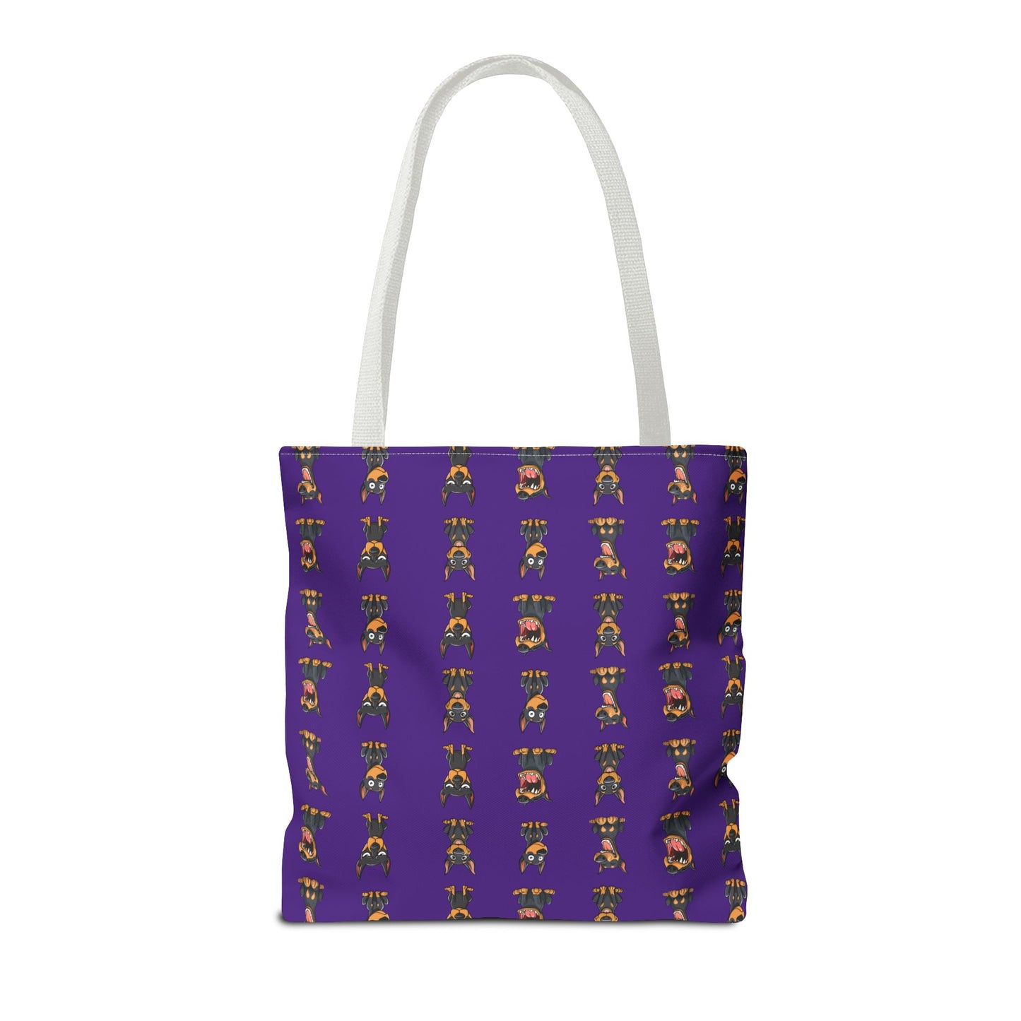 Doberman Cartoon Pattern Purple Tote Bag