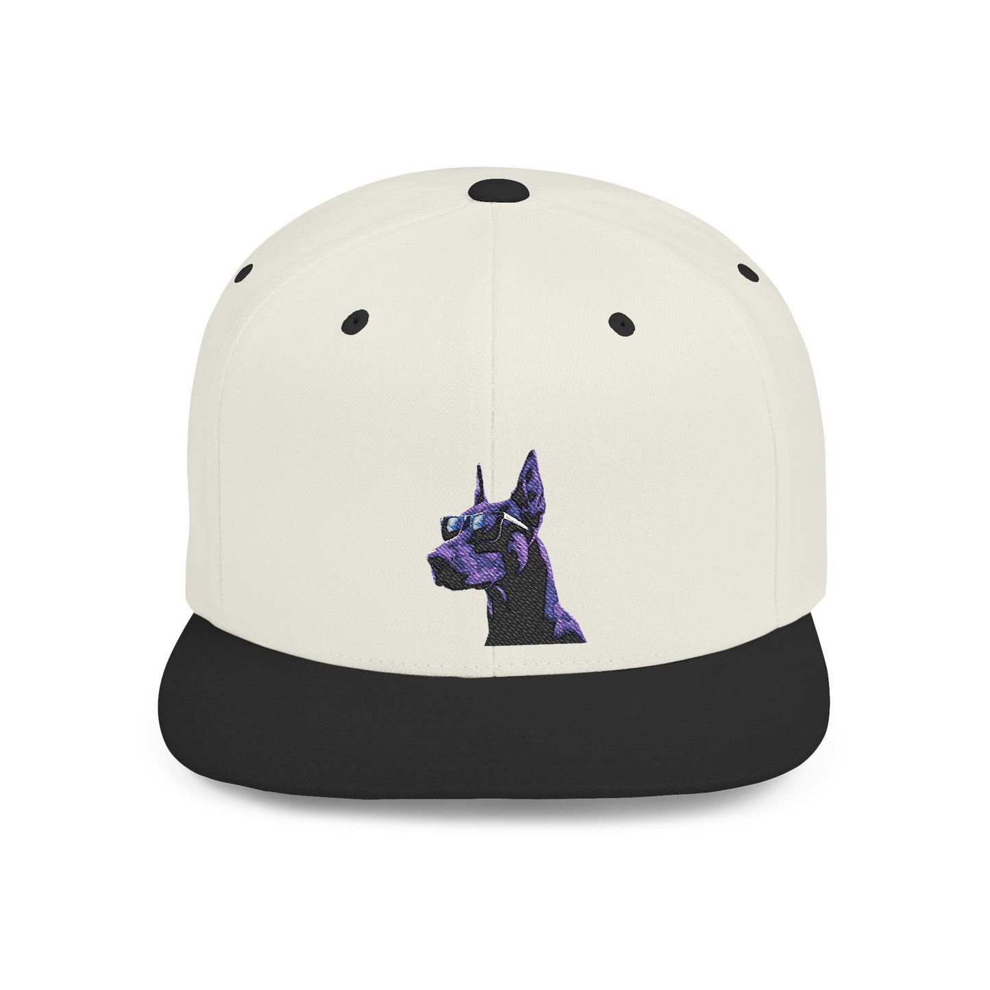 Doberman 4 Embroidered Flat Bill Snapback