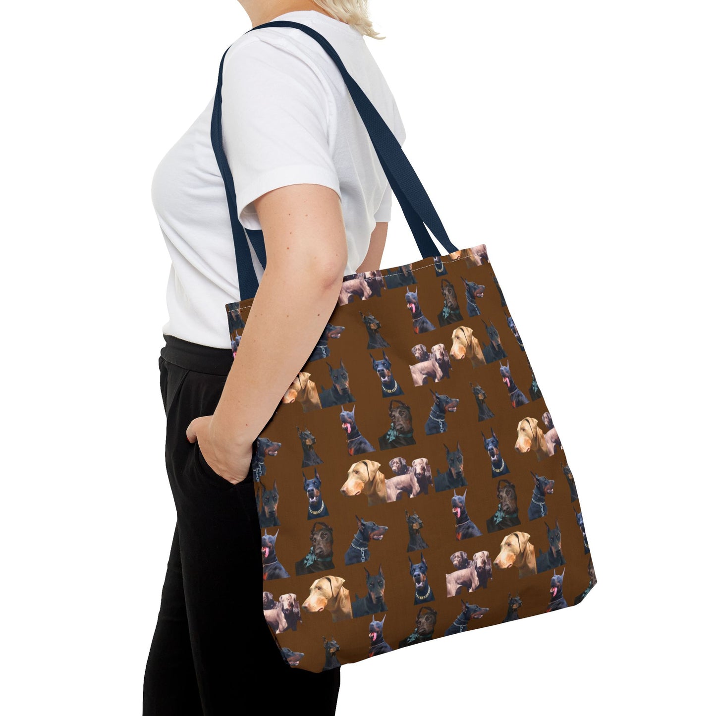 Edition 8 Doberman Model Pattern Brown Tote Bag