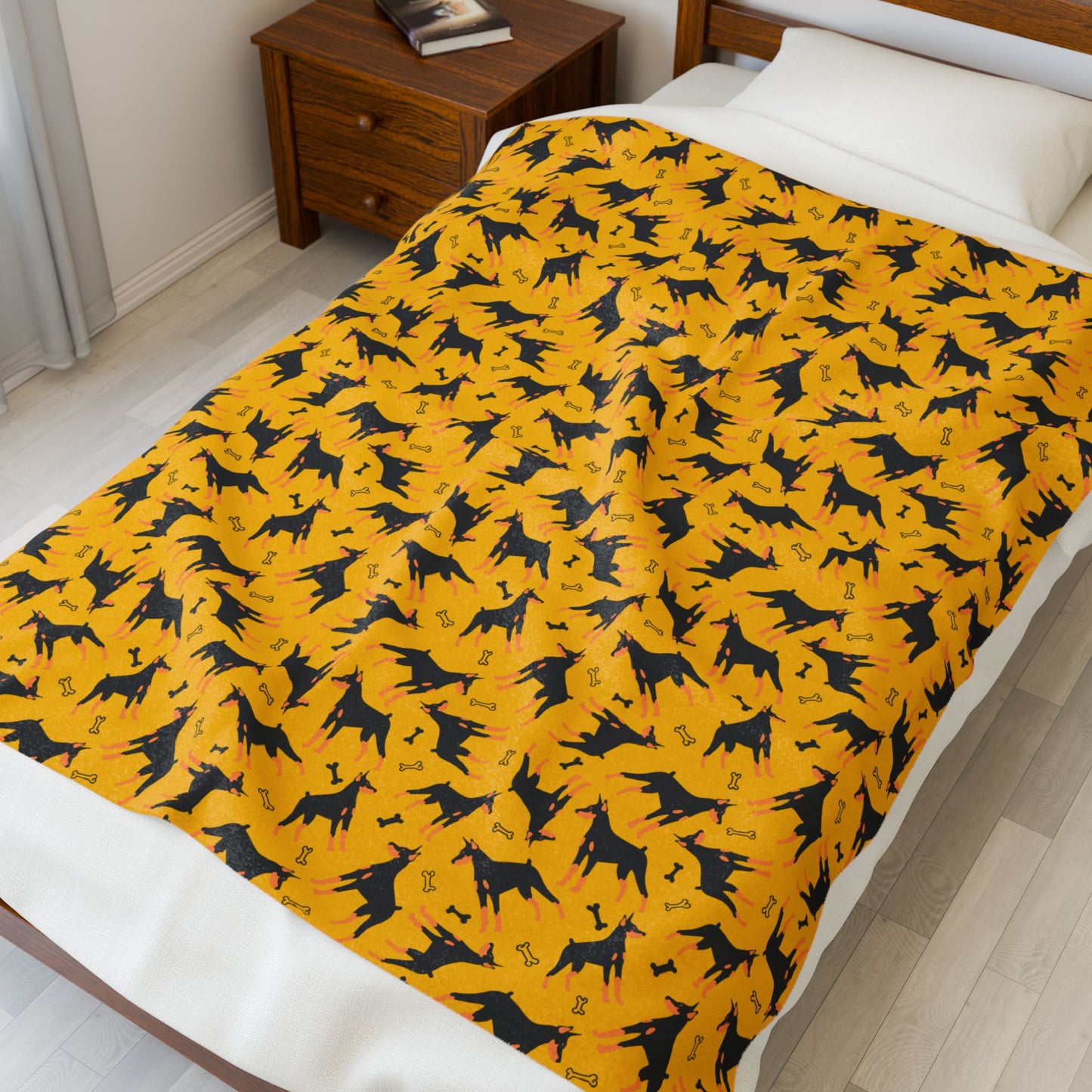 Yellow AOP Velveteen Plush Blanket