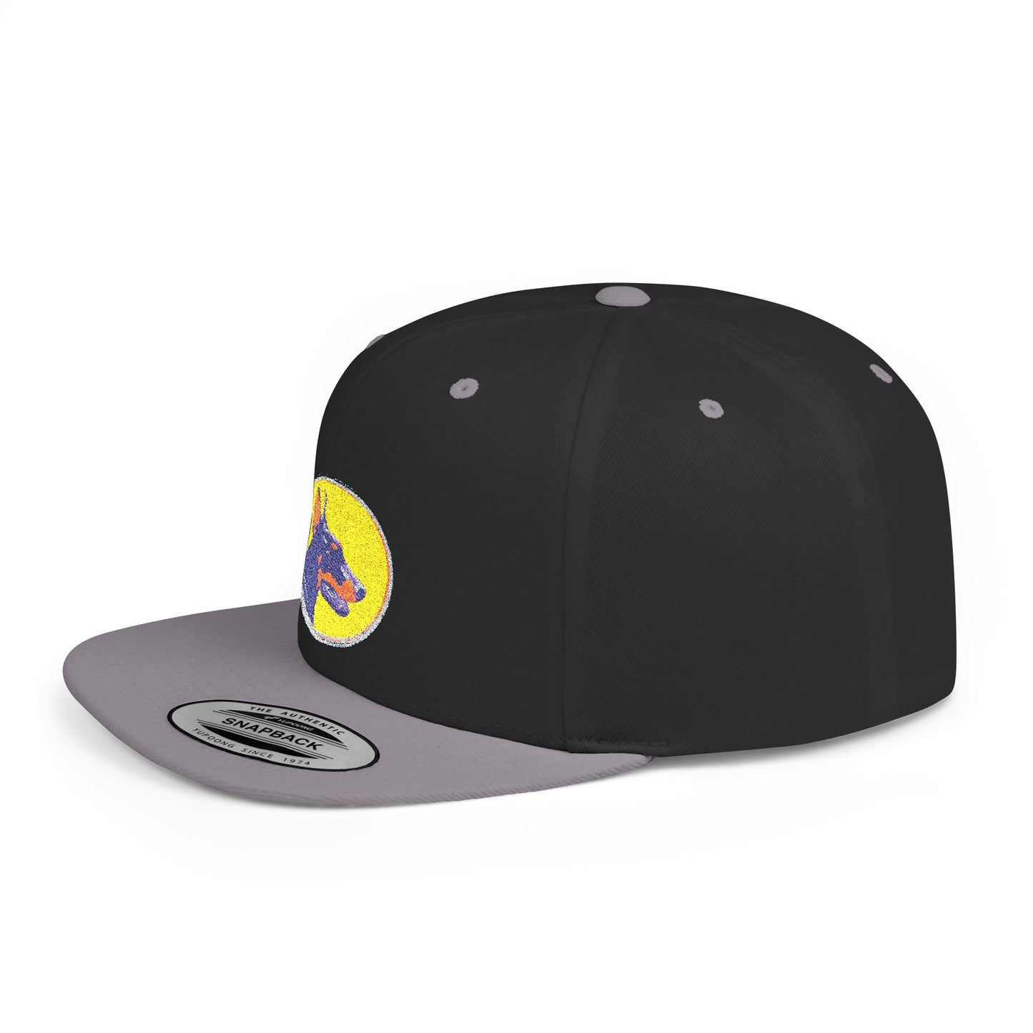Doberman 3 Embroidered Flat Bill Snapback