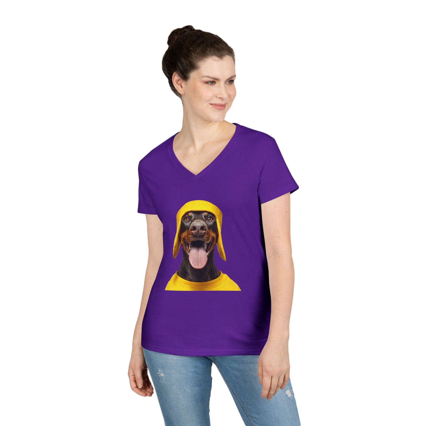 Doberman 3 V-Neck Tee Shirt for Women