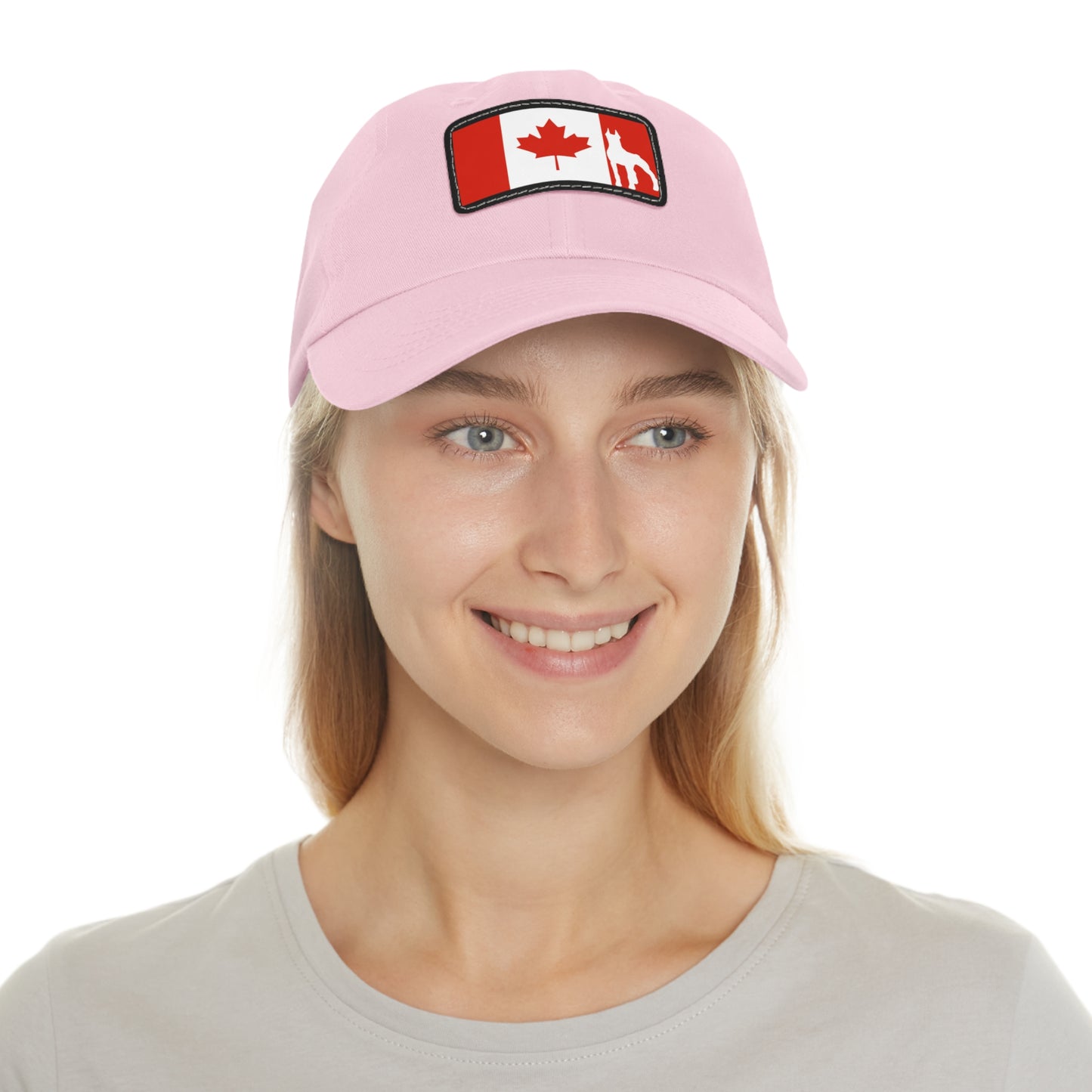 Doberman Protect Canada 2 Dad Hat with Leather Patch (Rectangle)
