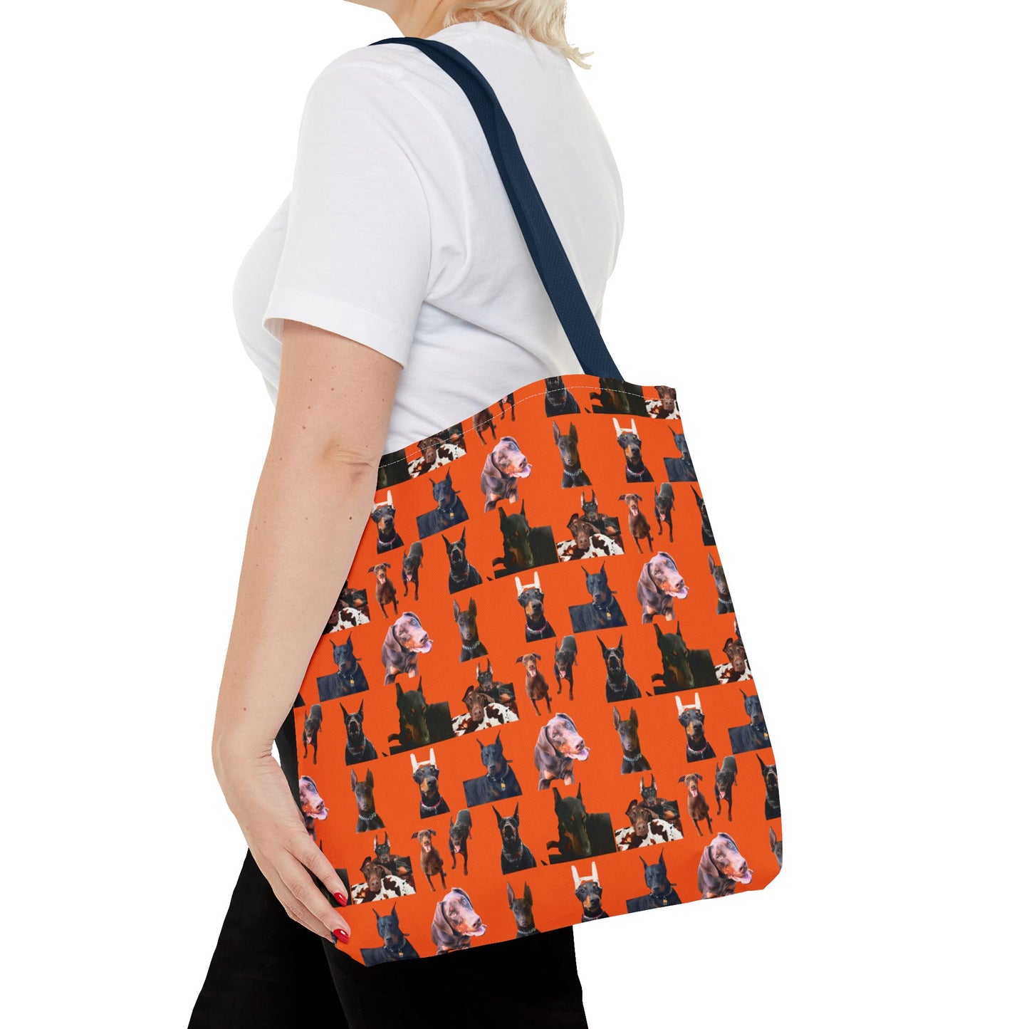 Edition 10 Doberman Model Pattern Orange Tote Bag