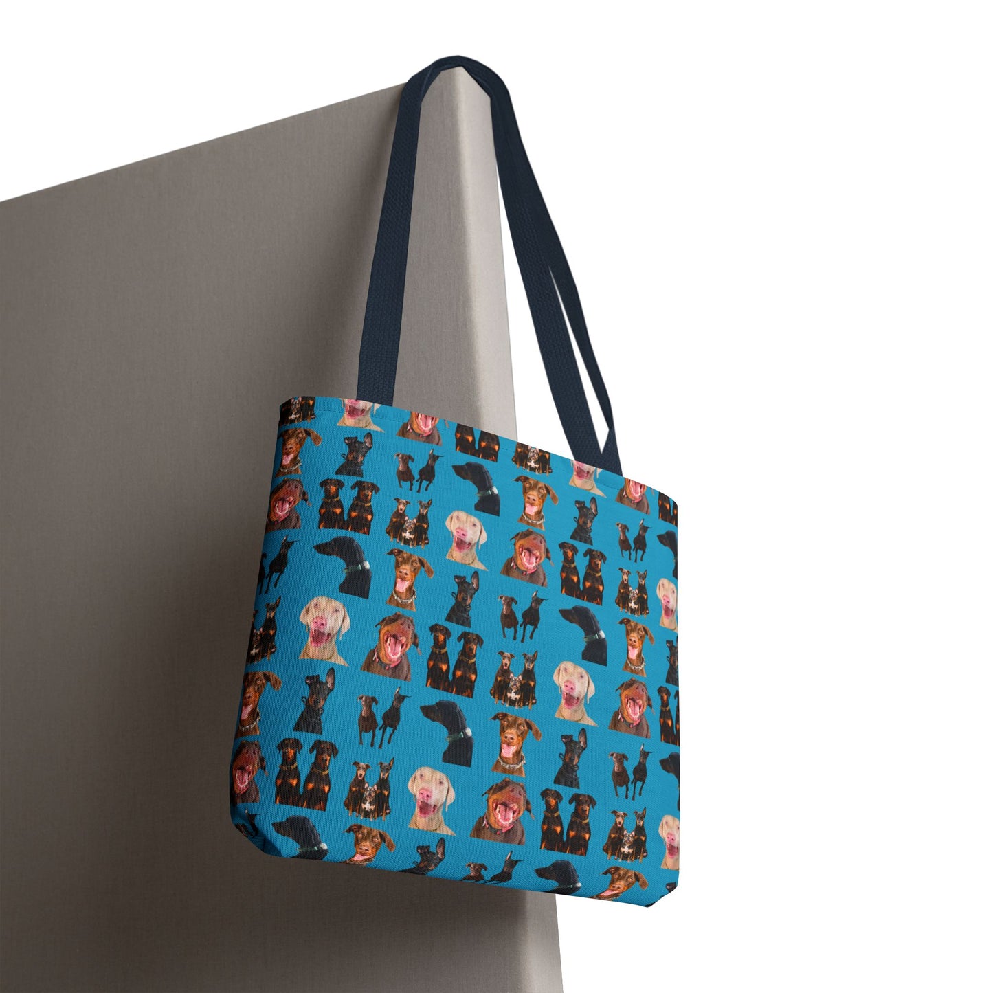 Edition 9 Doberman Model Pattern Turquoise Tote Bag
