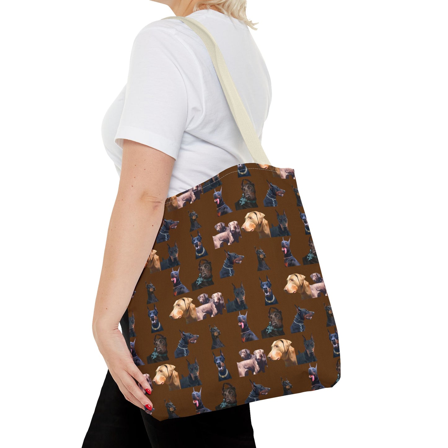 Edition 8 Doberman Model Pattern Brown Tote Bag