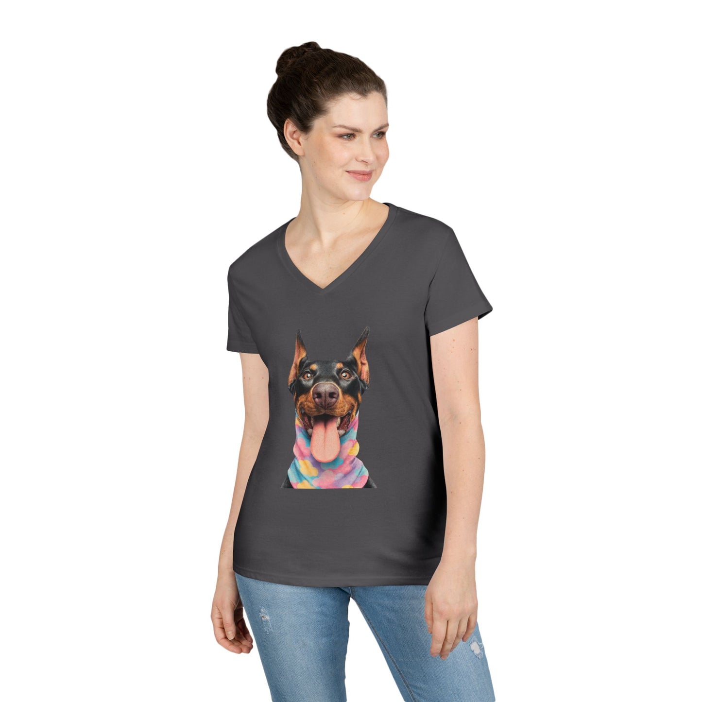 Doberman 1 V-Neck Tee Shirt for Women