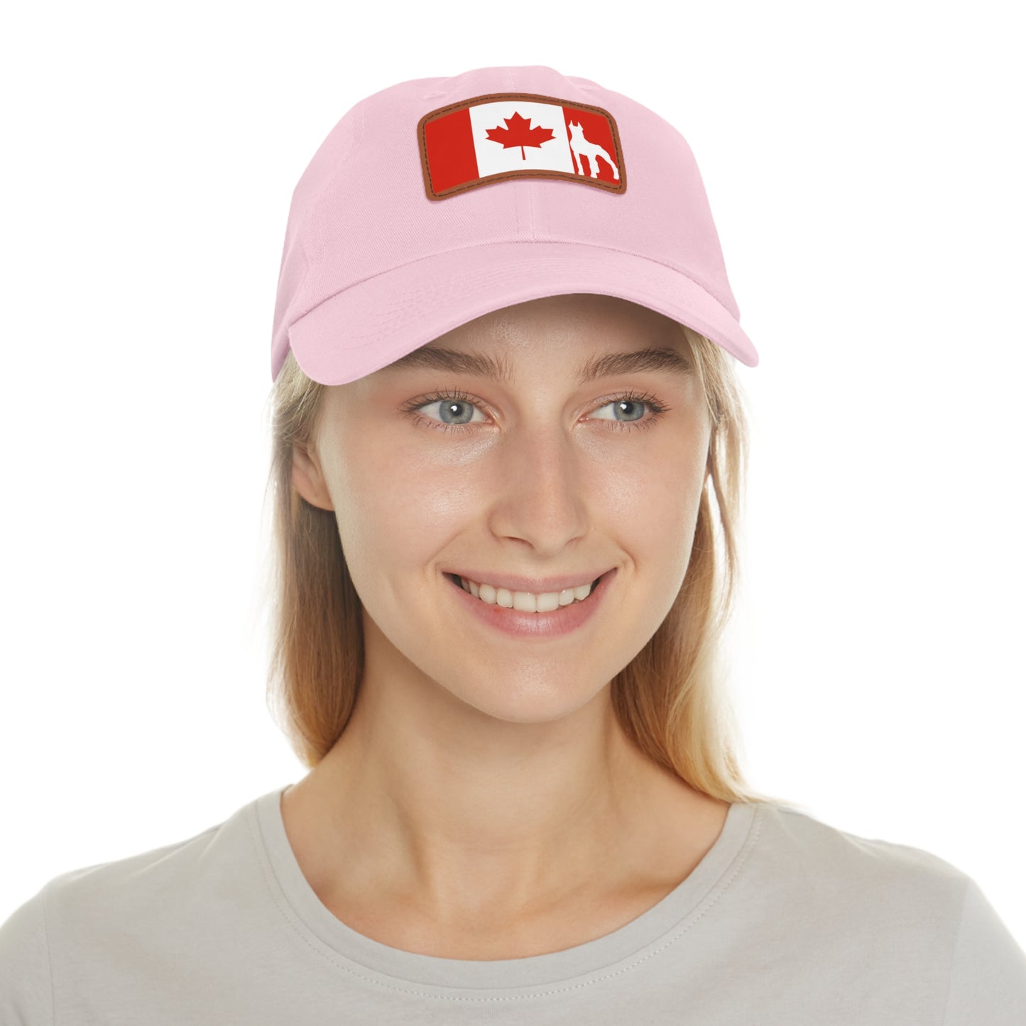 Doberman Protect Canada 2 Dad Hat with Leather Patch (Rectangle)