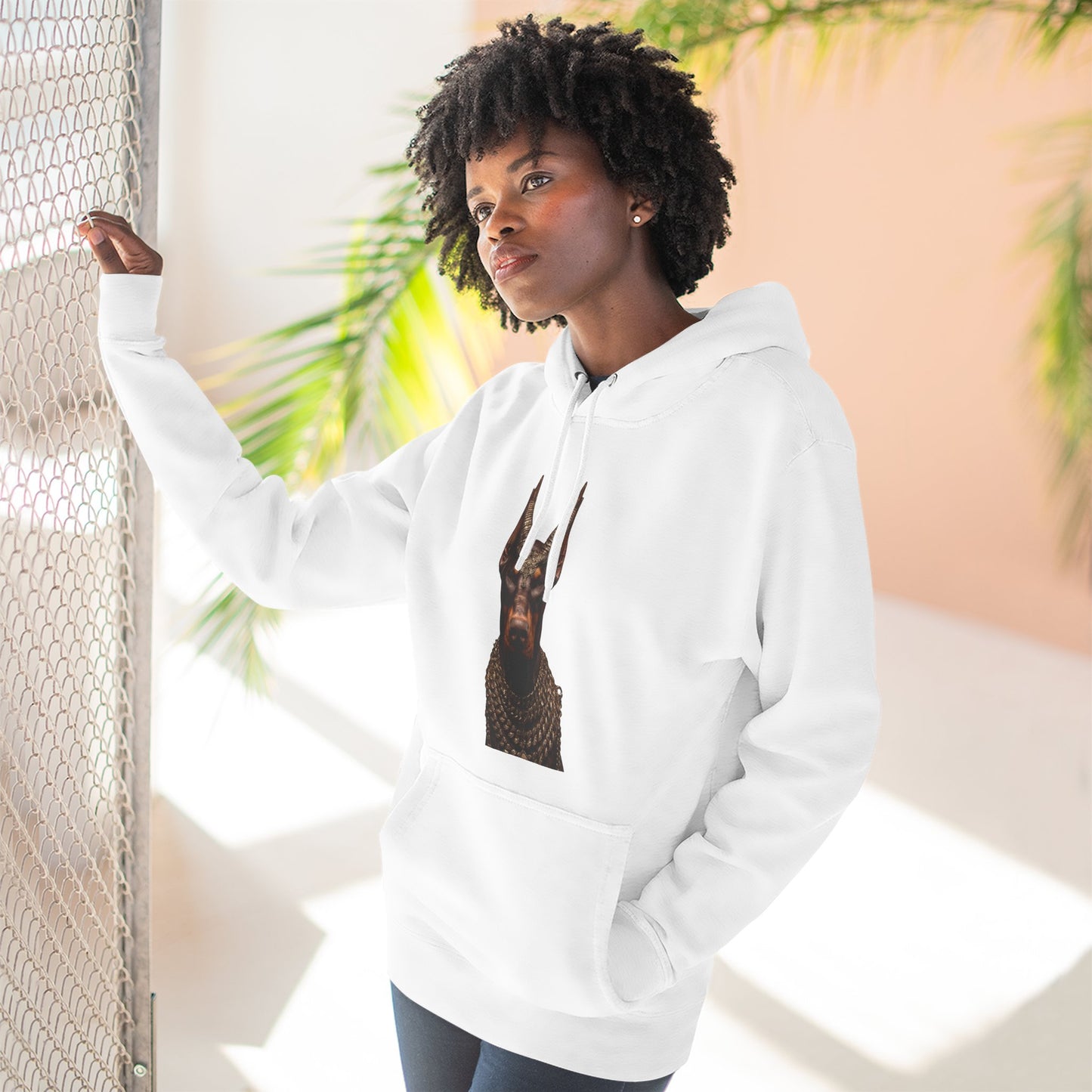 Doberman Goat 4 Fleece Hoodie