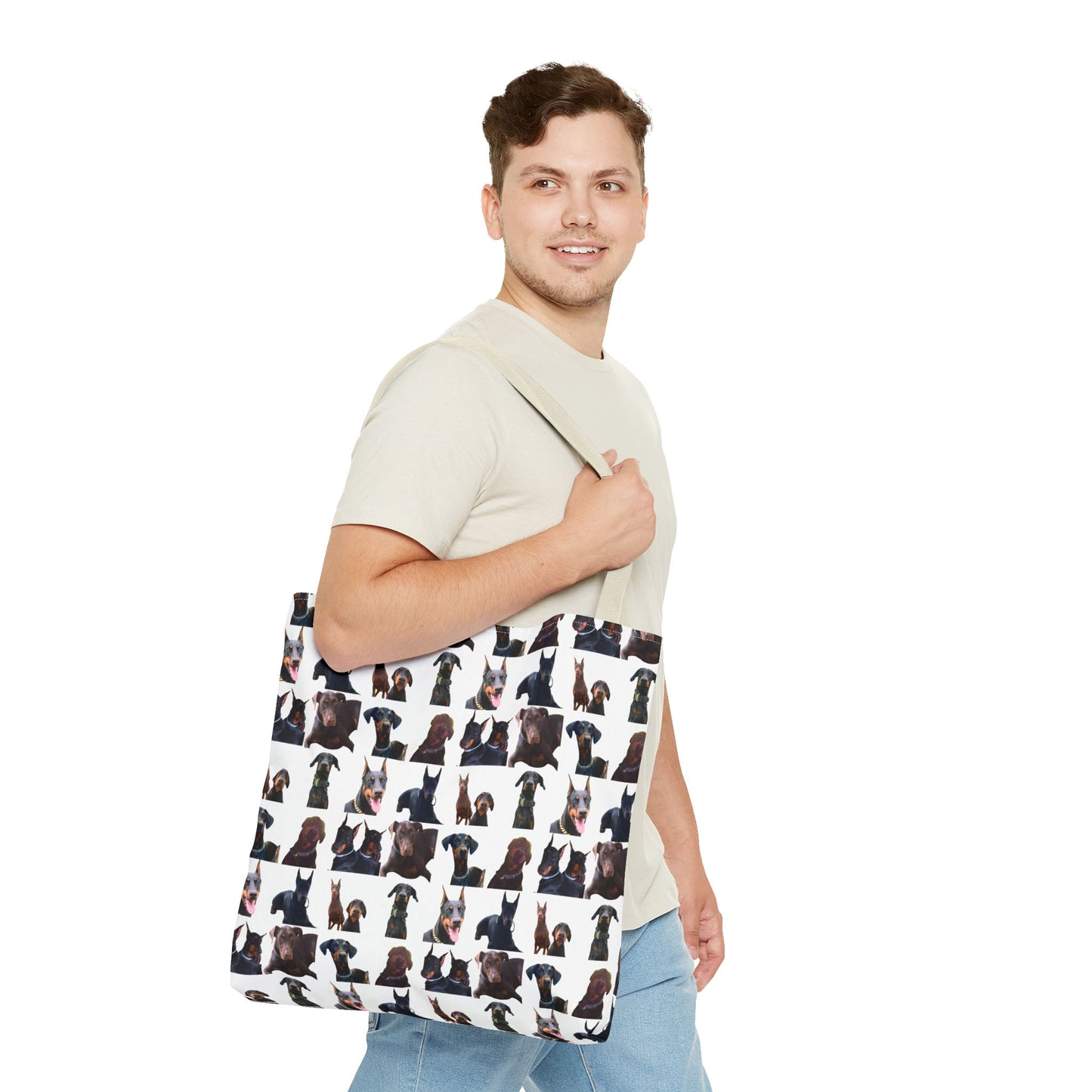 Edition 5 Doberman Model Pattern White Tote Bag