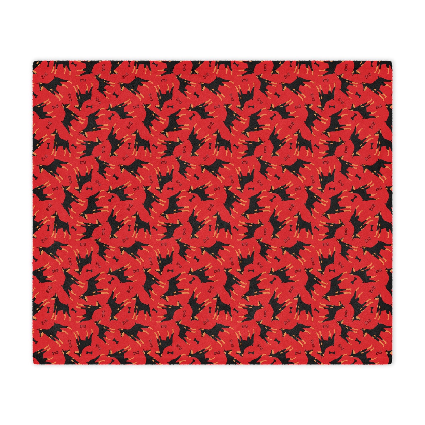 Red AOP Dobie 1 Minky Blanket, Soft Throw Blanket, Warm Plush Blanket