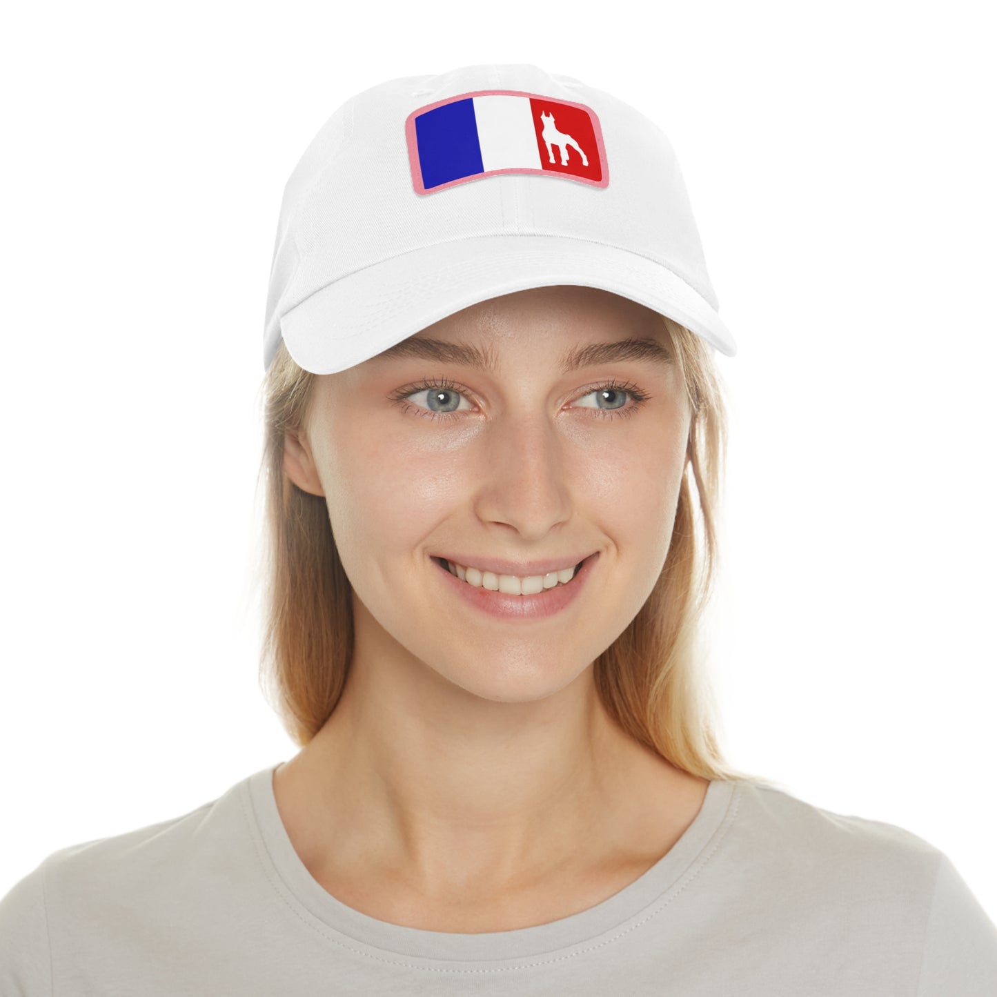 Doberman France Protect 1 Dad Hat with Leather Patch (Rectangle)