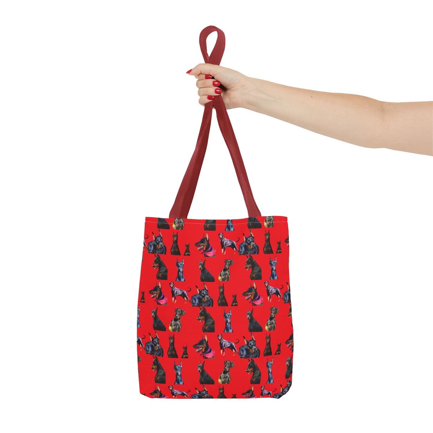 Edition 7 Doberman Model Pattern Red Tote Bag