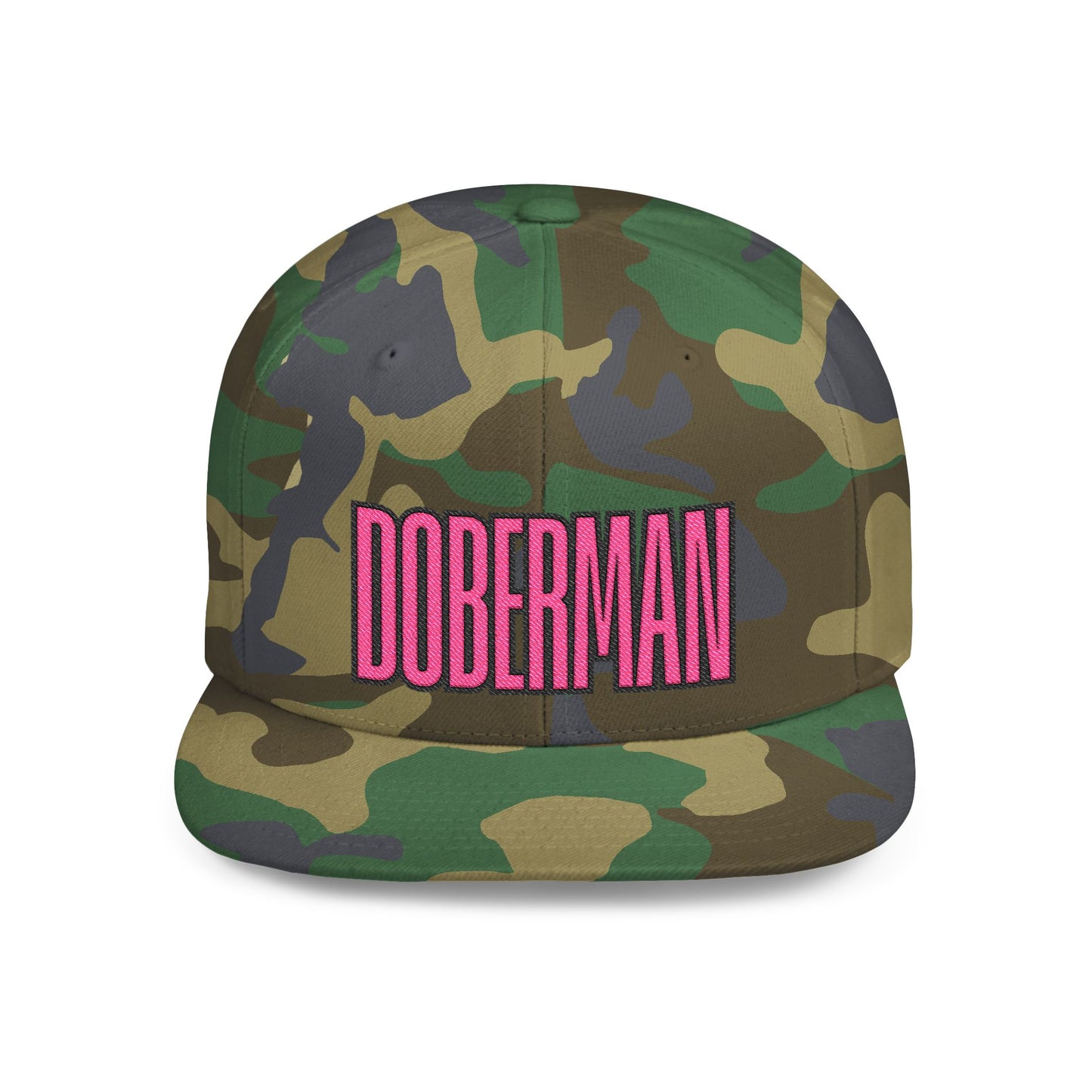 Doberman 6 Embroidered Flat Bill Snapback