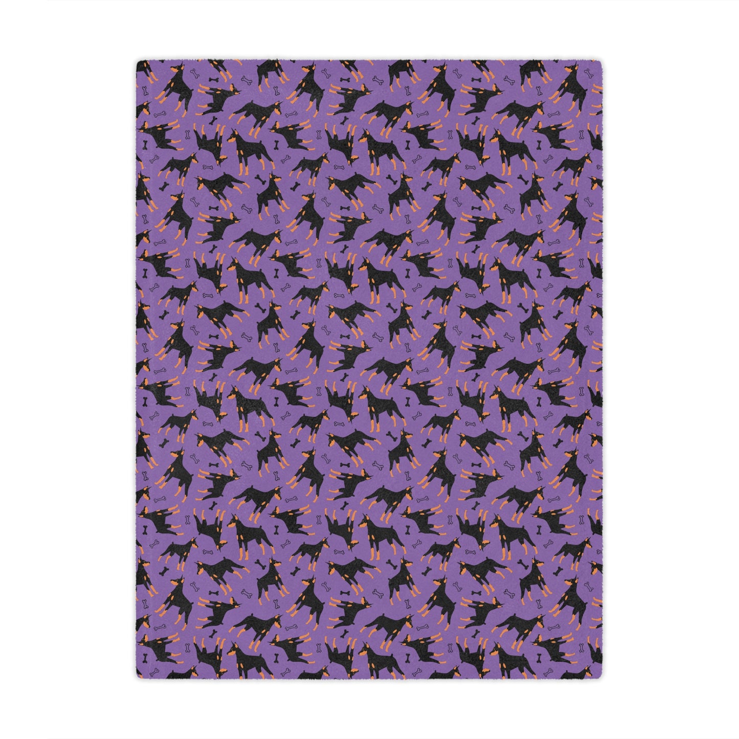 Purple AOP Dobie 1 Minky Blanket, Soft Throw Blanket, Warm Plush Blanket