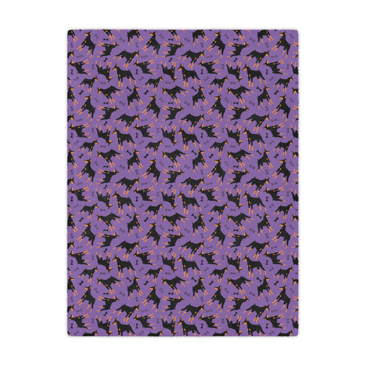 Purple AOP Dobie 1 Minky Blanket, Soft Throw Blanket, Warm Plush Blanket