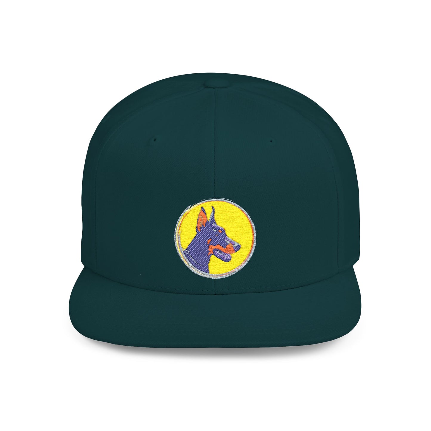 Doberman 3 Embroidered Flat Bill Snapback