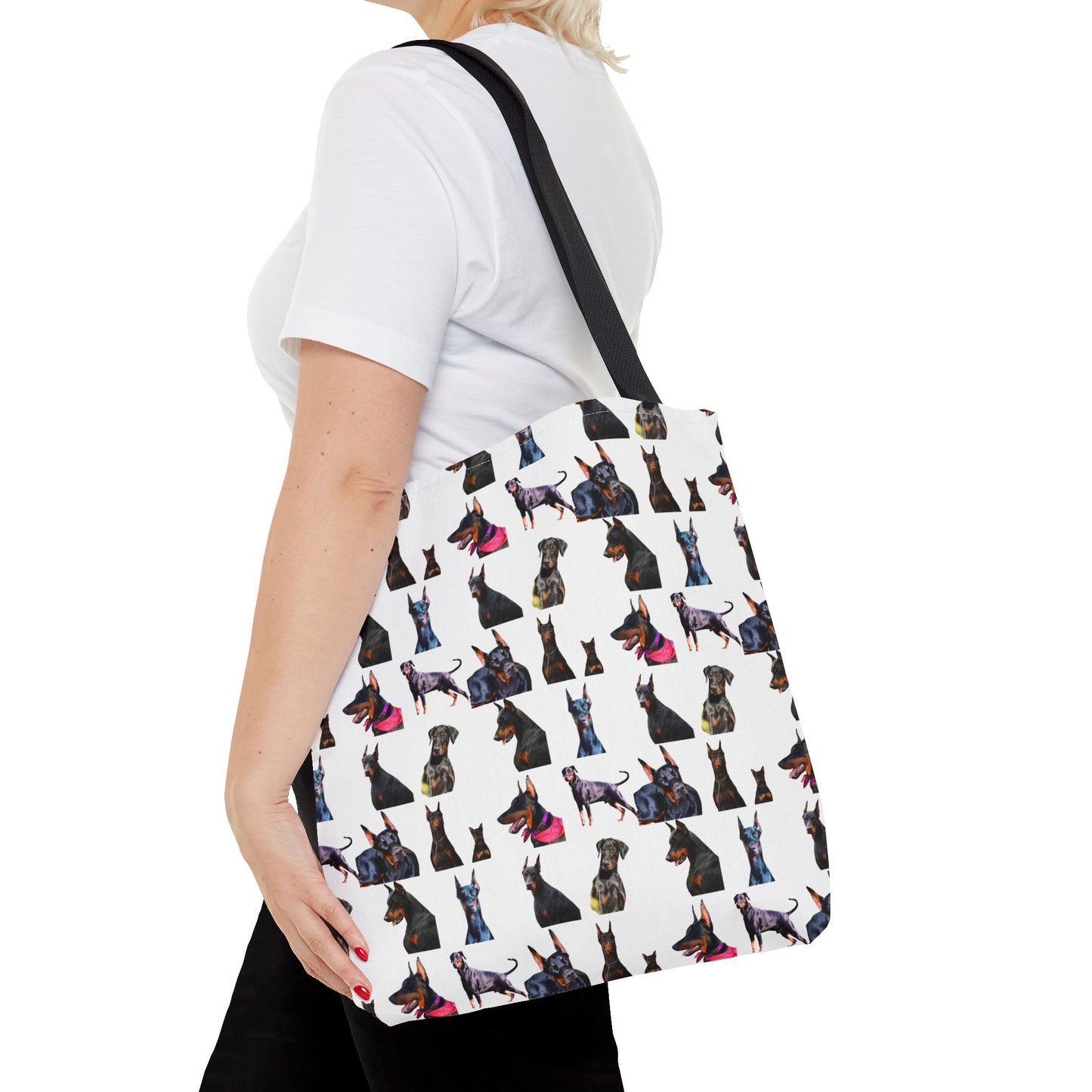 Edition 7 Doberman Model Pattern White Tote Bag