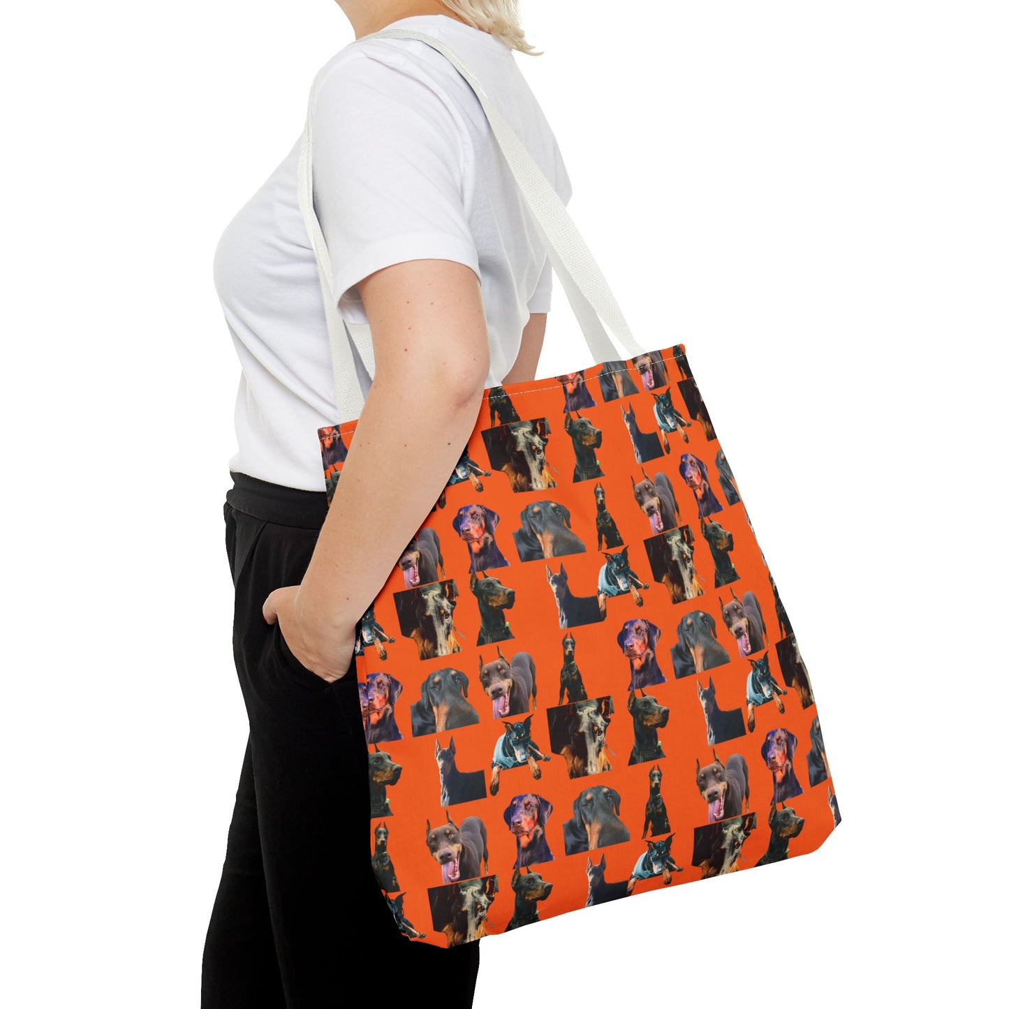 Edition 3 Doberman Model Pattern Orange Tote Bag
