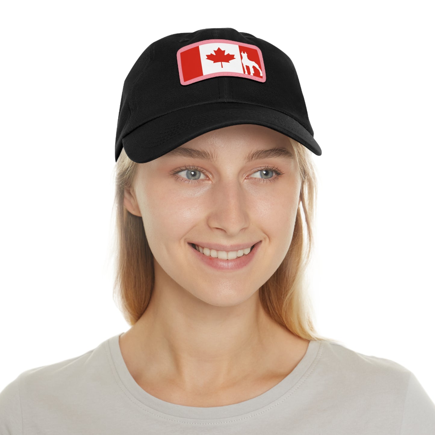 Doberman Protect Canada 2 Dad Hat with Leather Patch (Rectangle)