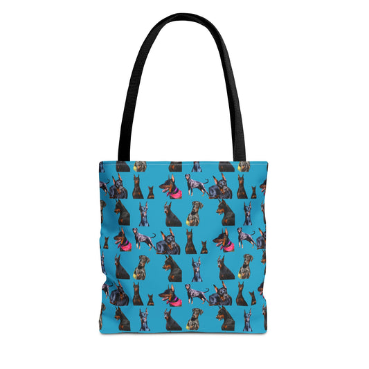 Edition 7 Doberman Model Pattern Turquoise Tote Bag
