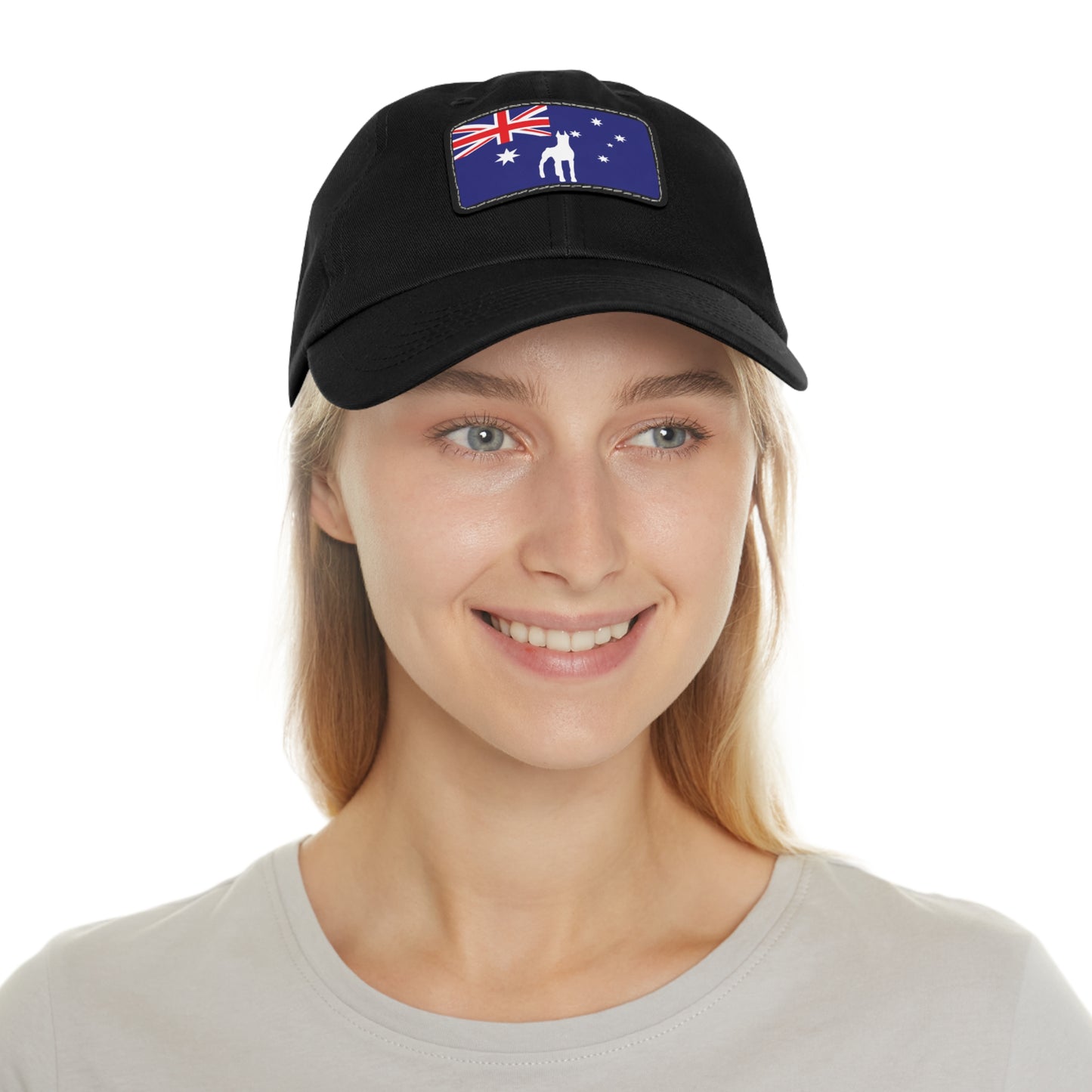 Doberman Australia Protect 1 Dad Hat with Leather Patch (Rectangle)