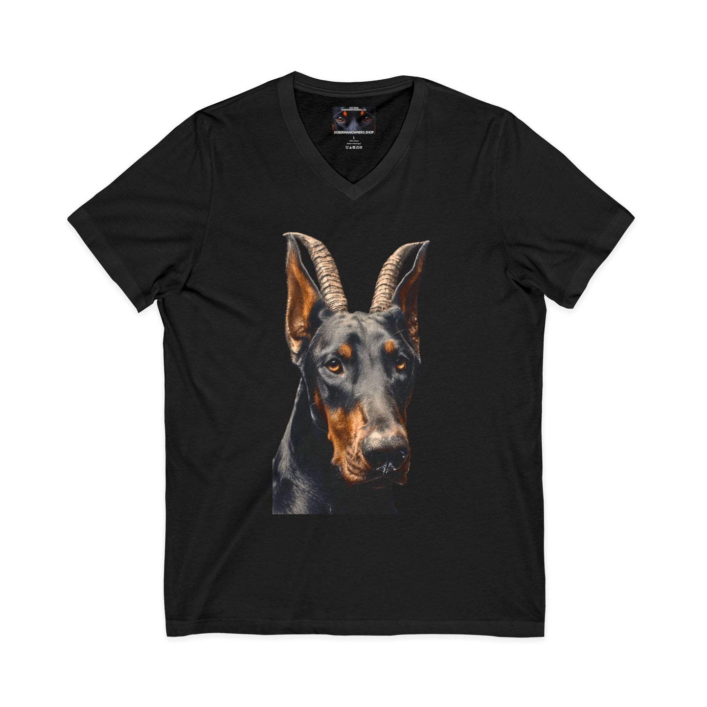 Doberman Goat 2 Private Label Unisex Jersey Short Sleeve V-Neck Tee