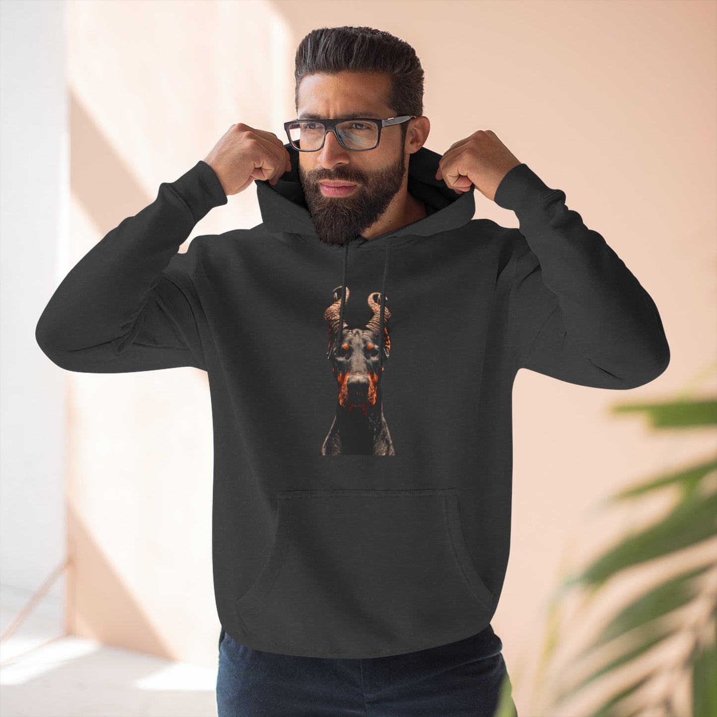Doberman Goat 1 Fleece Hoodie