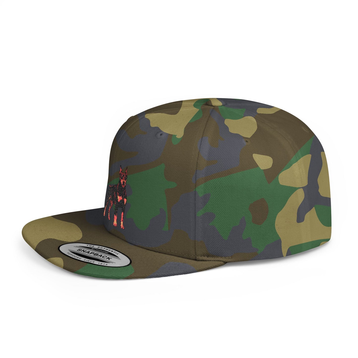 Doberman 6 Embroidered Flat Bill Snapback