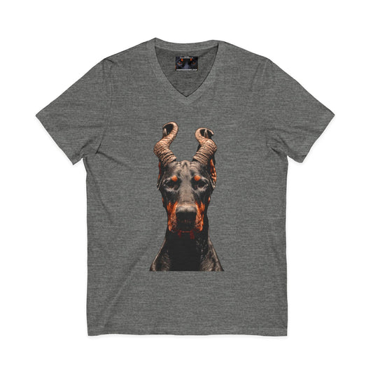 Doberman Goat 1 Private Label Unisex Jersey Short Sleeve V-Neck Tee