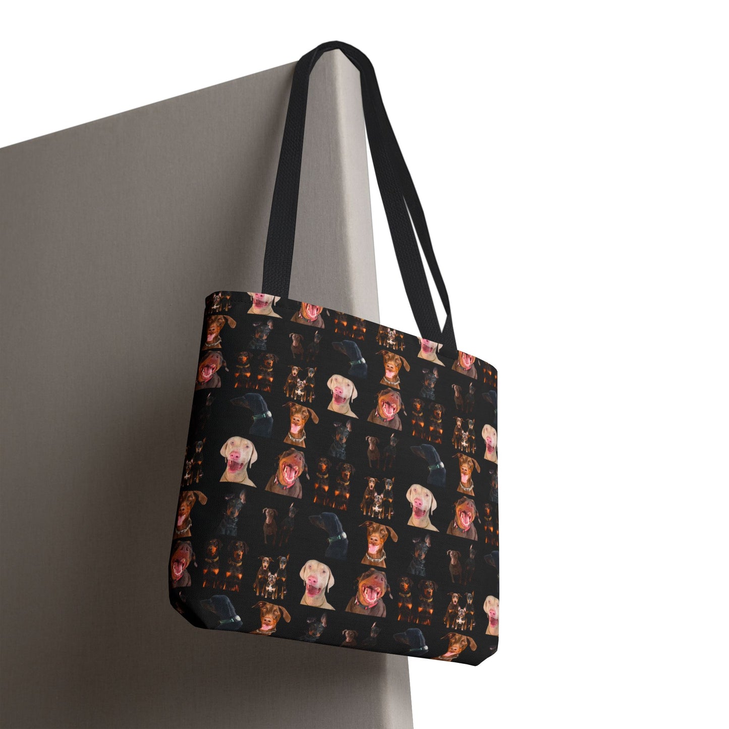 Edition 9 Doberman Model Pattern Black Tote Bag