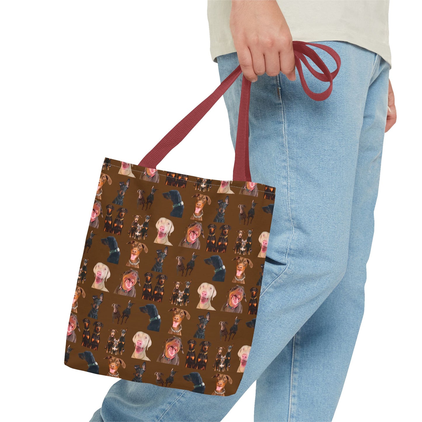 Edition 9 Doberman Model Pattern Brown Tote Bag