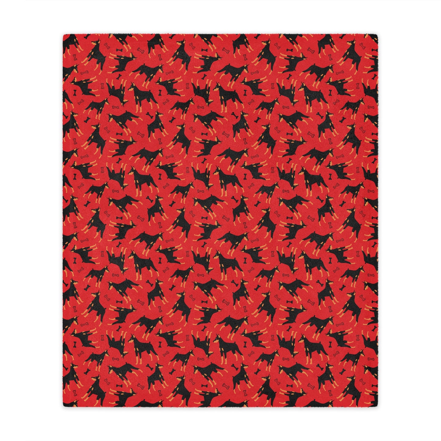 Red AOP Dobie 1 Minky Blanket, Soft Throw Blanket, Warm Plush Blanket