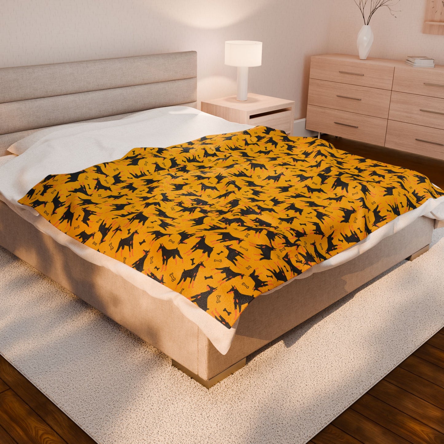 Yellow AOP Velveteen Plush Blanket