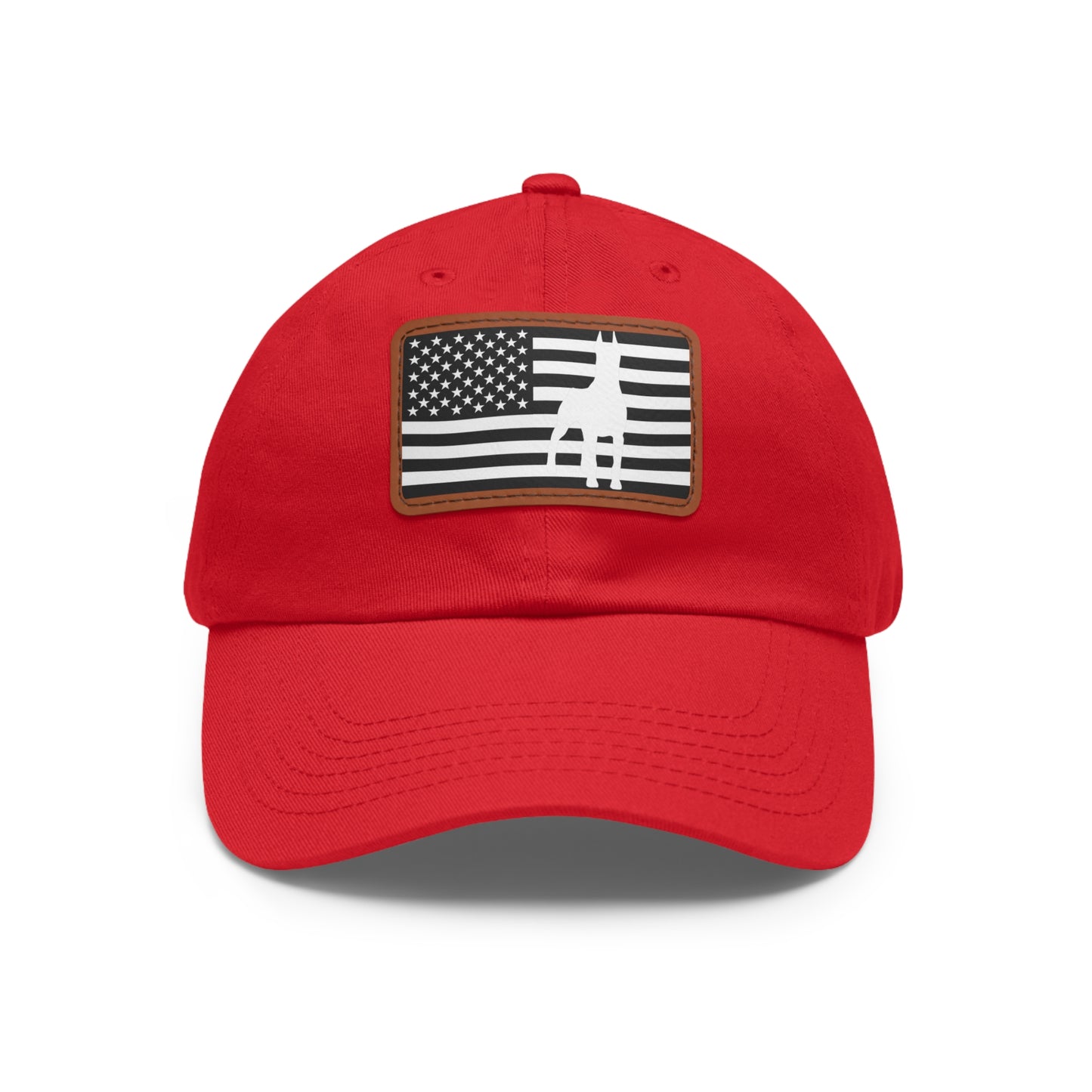Doberman Protect 1 Dad Hat with Leather Patch (Rectangle)