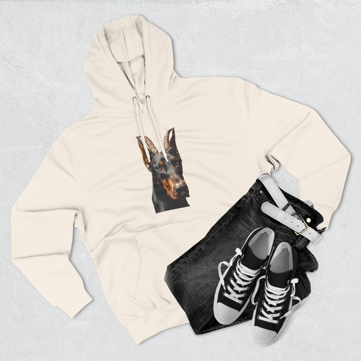 Doberman Goat 2 Fleece Hoodie