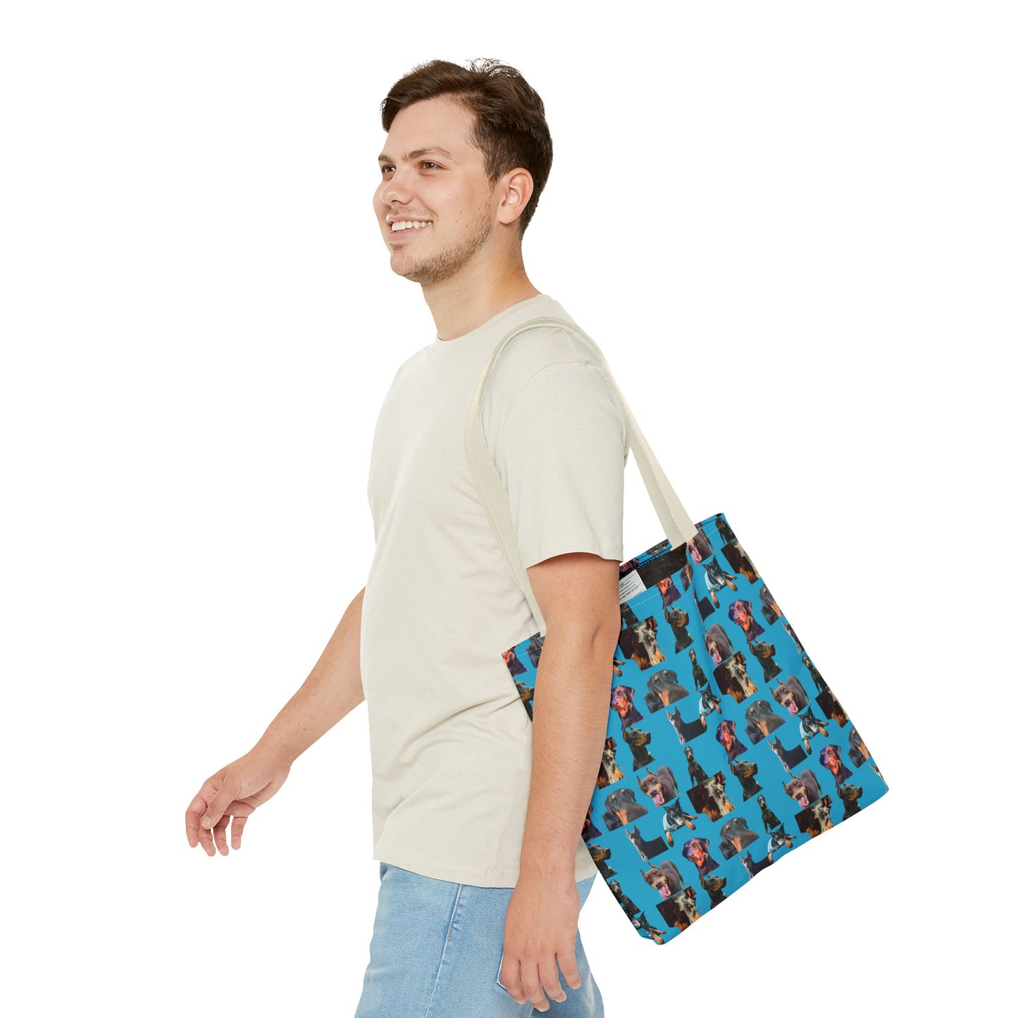 Edition 3 Doberman Model Pattern Turquoise Tote Bag