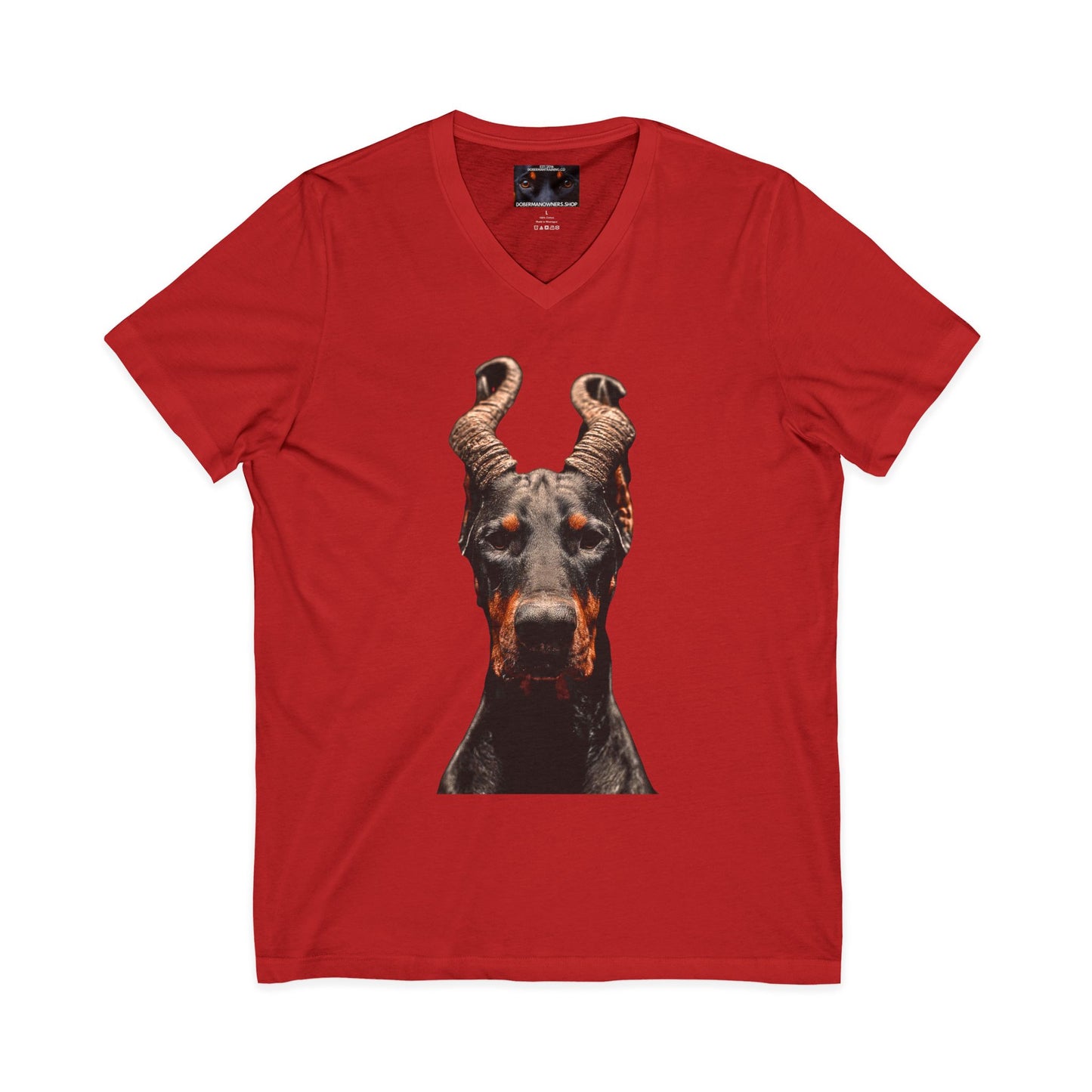Doberman Goat 1 Private Label Unisex Jersey Short Sleeve V-Neck Tee