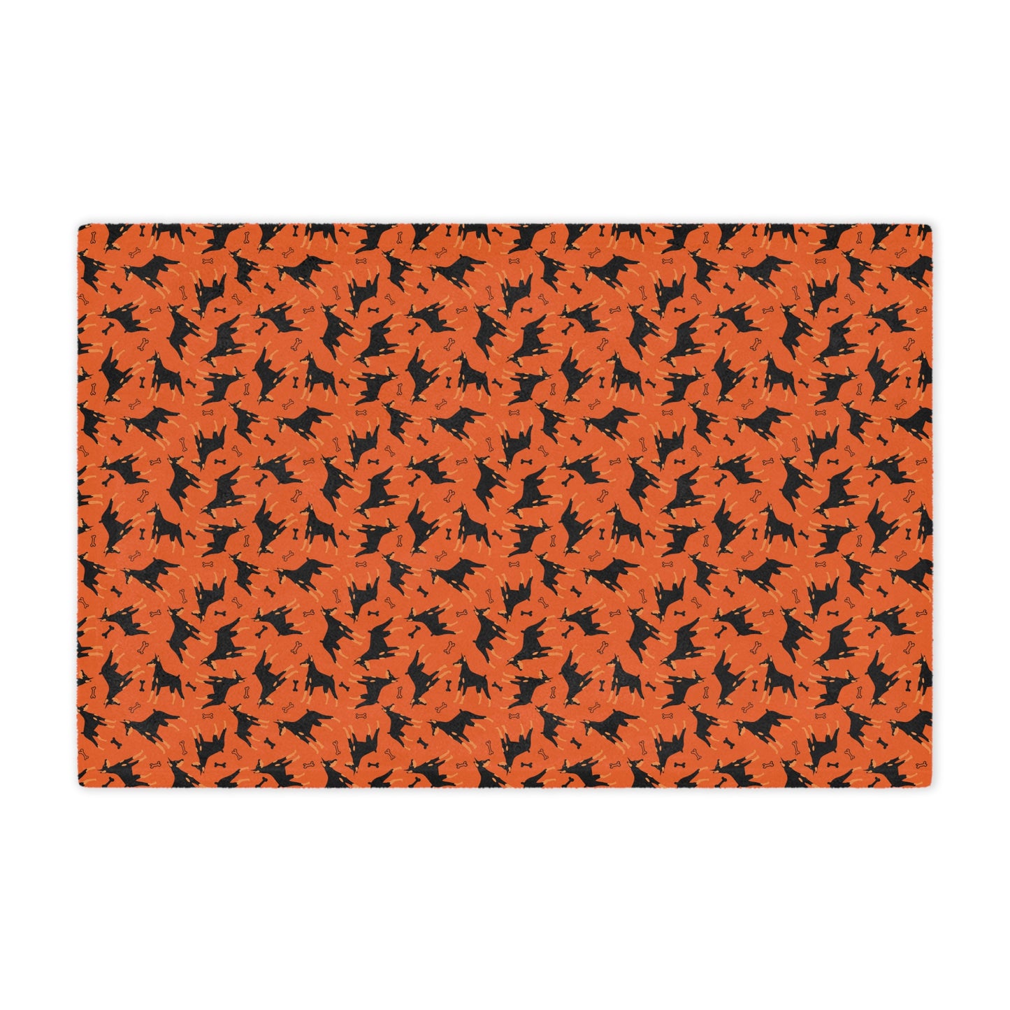 Orange AOP Dobie 1 Minky Blanket, Soft Throw Blanket, Warm Plush Blanket