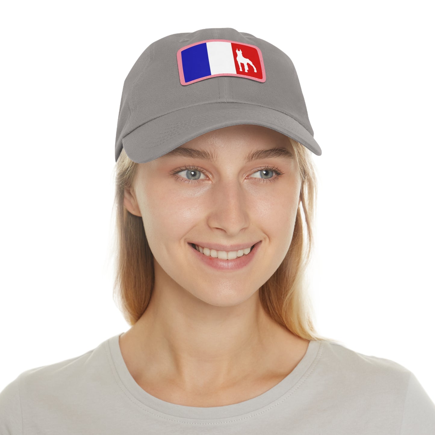 Doberman France Protect 1 Dad Hat with Leather Patch (Rectangle)